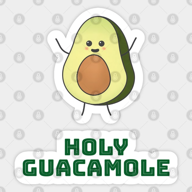 Holy guacamole - cute and happy kawaii avocado Sticker by punderful_day